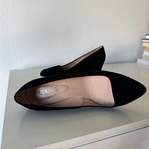 Tod’s Black Suede Wedge Women's Shoes 40